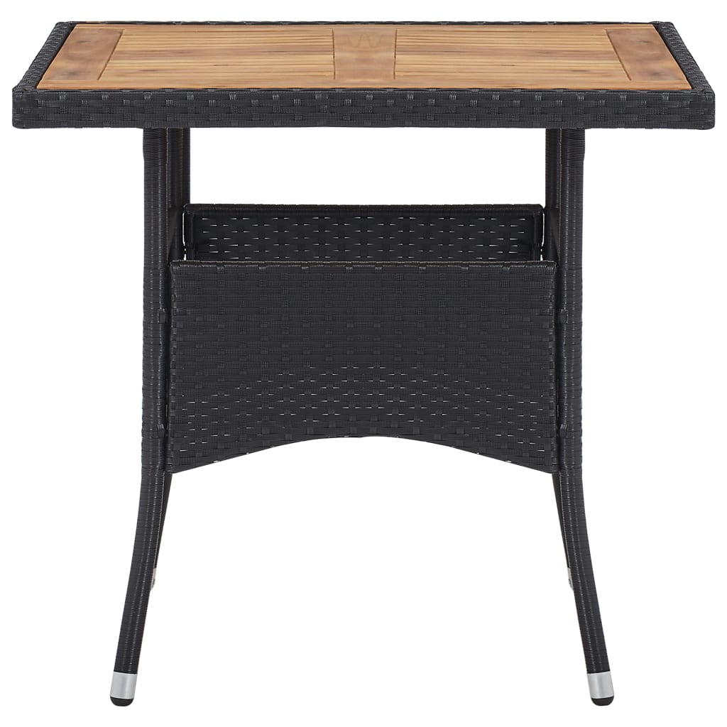 Set mobilier grădină, 5 piese, negru, poliratan și lemn acacia GartenMobel Dekor