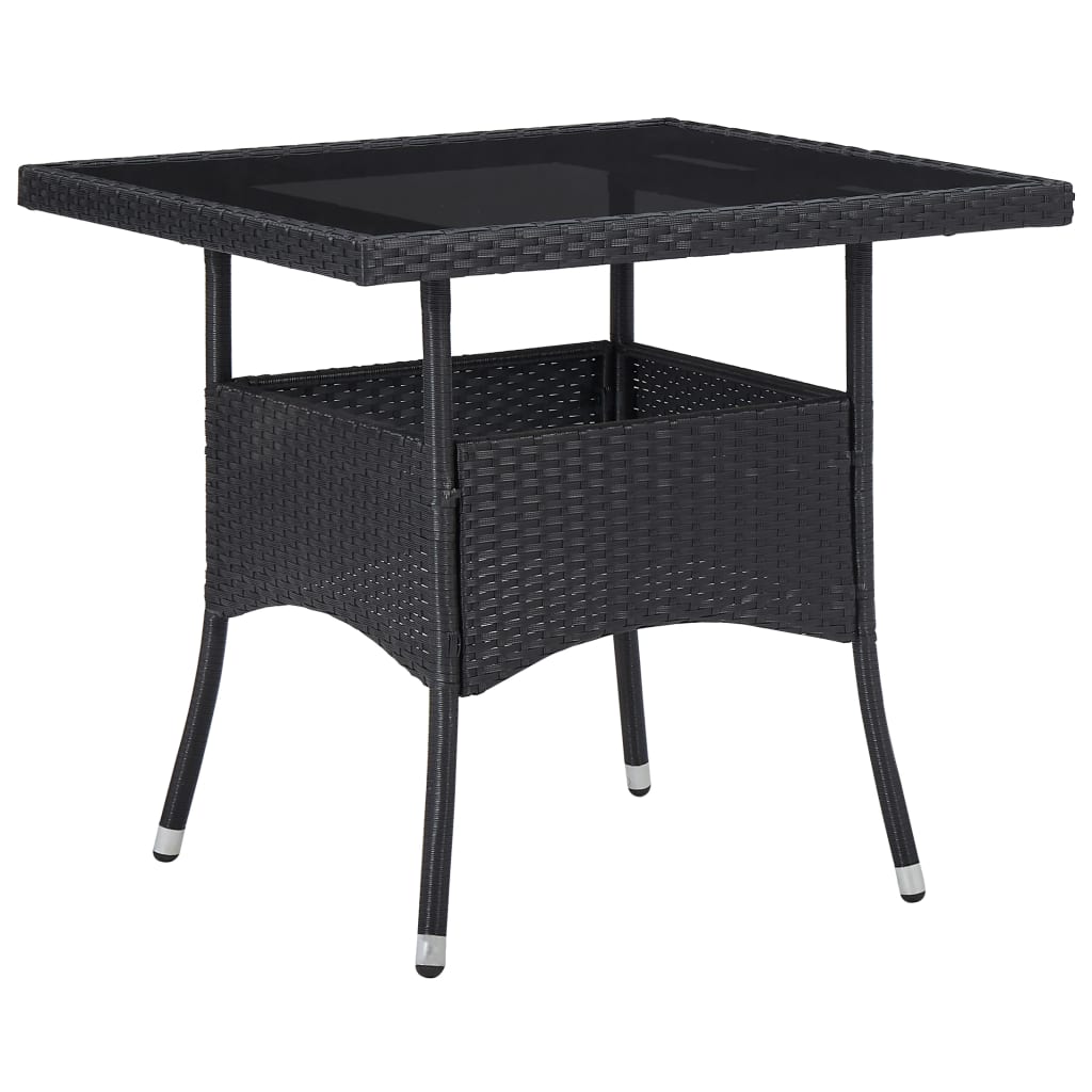 Set mobilier grădină, 5 piese, negru, poliratan și sticlă GartenMobel Dekor