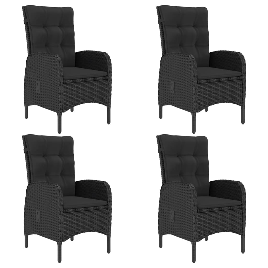 Set mobilier grădină, 5 piese, negru, poliratan și sticlă GartenMobel Dekor