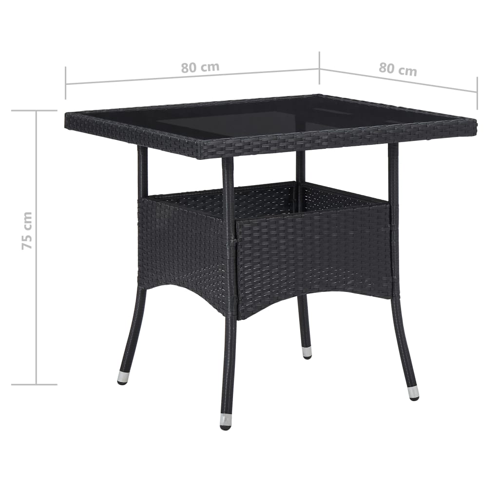 Set mobilier grădină, 5 piese, negru, poliratan și sticlă GartenMobel Dekor