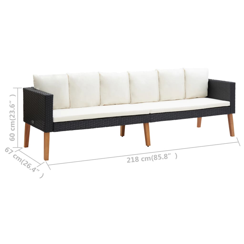 Set mobilier de grădină cu perne, 2 piese, negru, poliratan GartenMobel Dekor