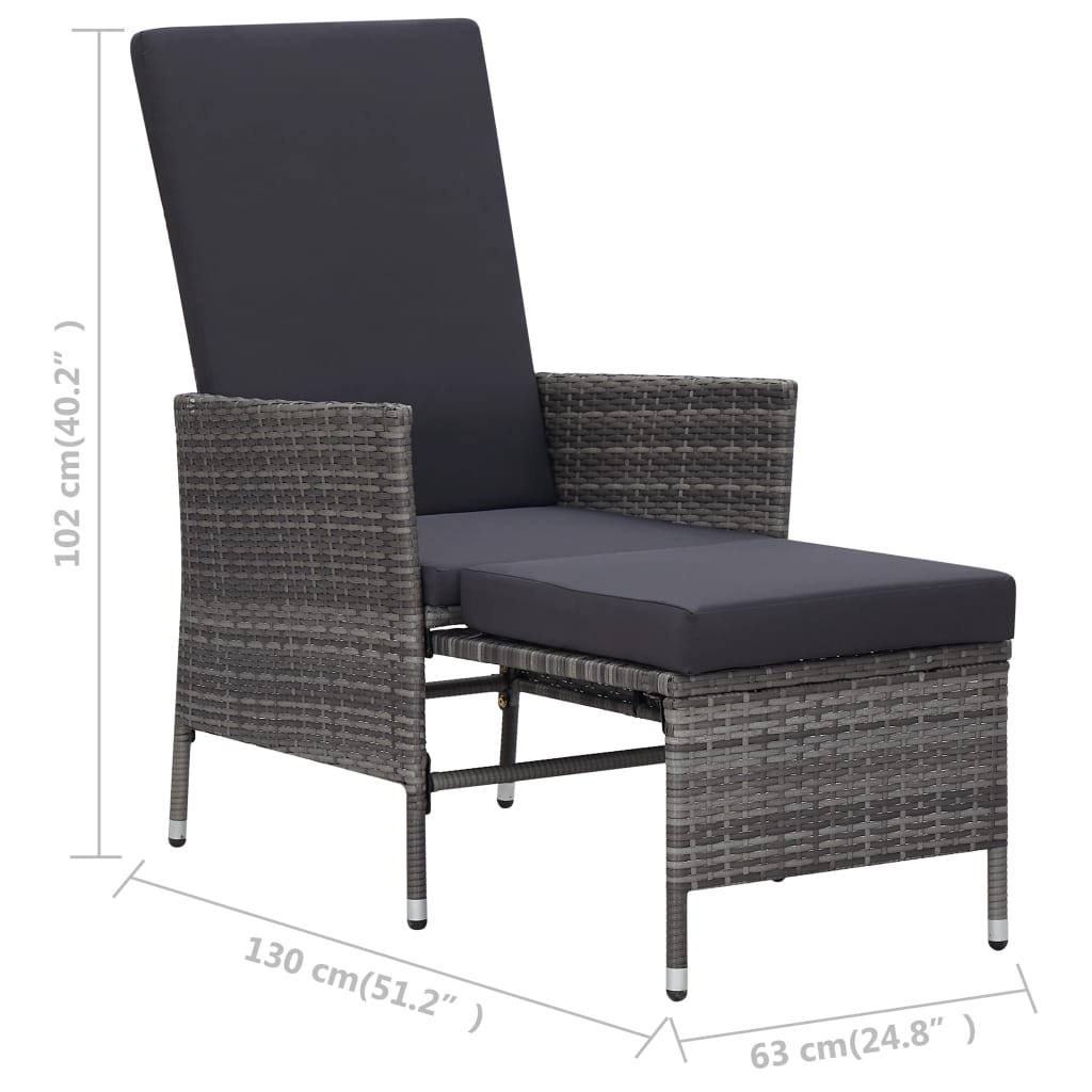 Set mobilier de grădină cu perne, 3 piese, gri, poliratan GartenMobel Dekor