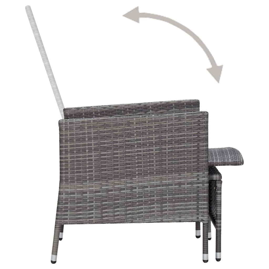 Set mobilier de grădină cu perne, 3 piese, gri, poliratan GartenMobel Dekor