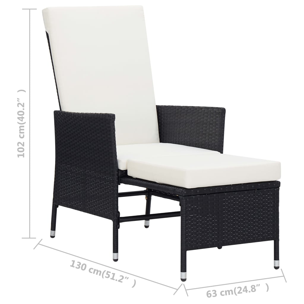 Set mobilier de grădină cu perne, 3 piese, negru, poliratan GartenMobel Dekor