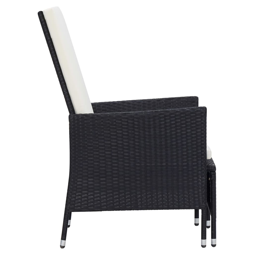 Set mobilier de grădină cu perne, 3 piese, negru, poliratan GartenMobel Dekor