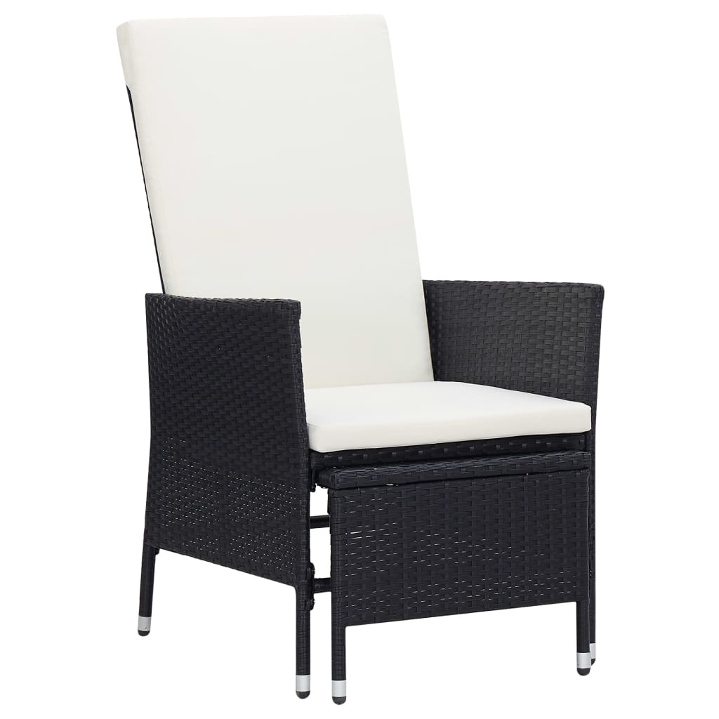 Set mobilier de grădină cu perne, 3 piese, negru, poliratan GartenMobel Dekor