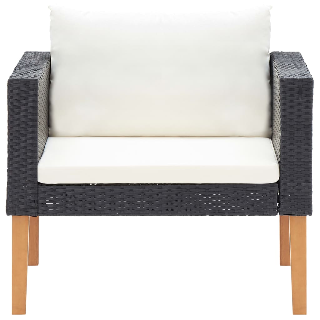 Set mobilier de grădină cu perne, 4 piese, negru, poliratan GartenMobel Dekor