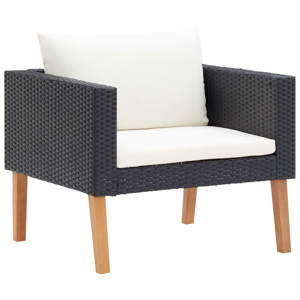 Set mobilier de grădină cu perne, 4 piese, negru, poliratan GartenMobel Dekor
