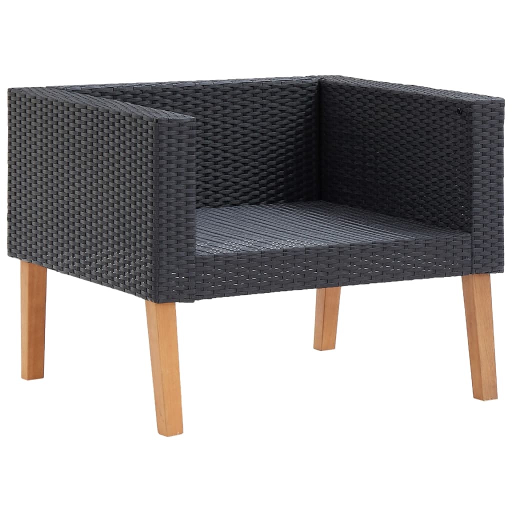 Set mobilier de grădină cu perne, 4 piese, negru, poliratan GartenMobel Dekor