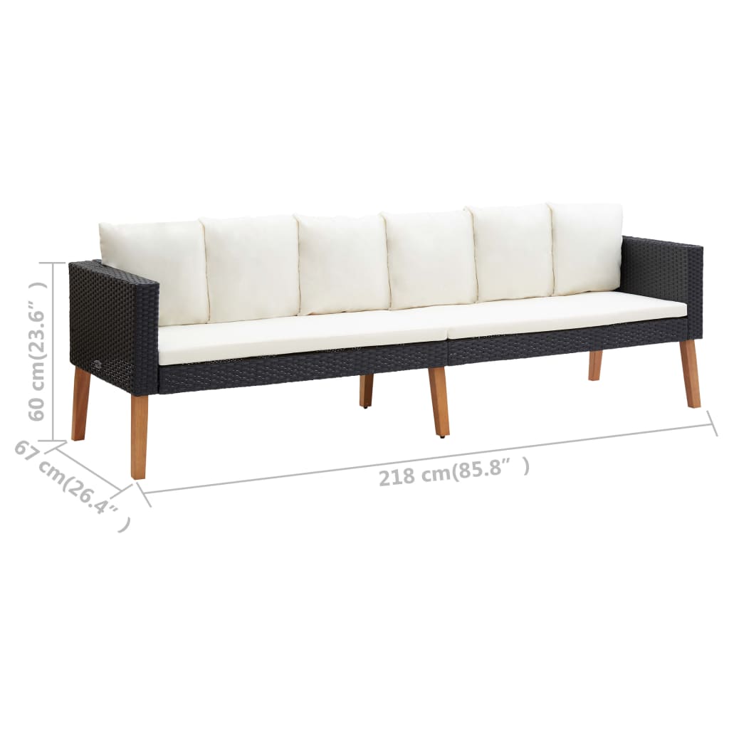 Set mobilier de grădină cu perne, 4 piese, negru, poliratan GartenMobel Dekor
