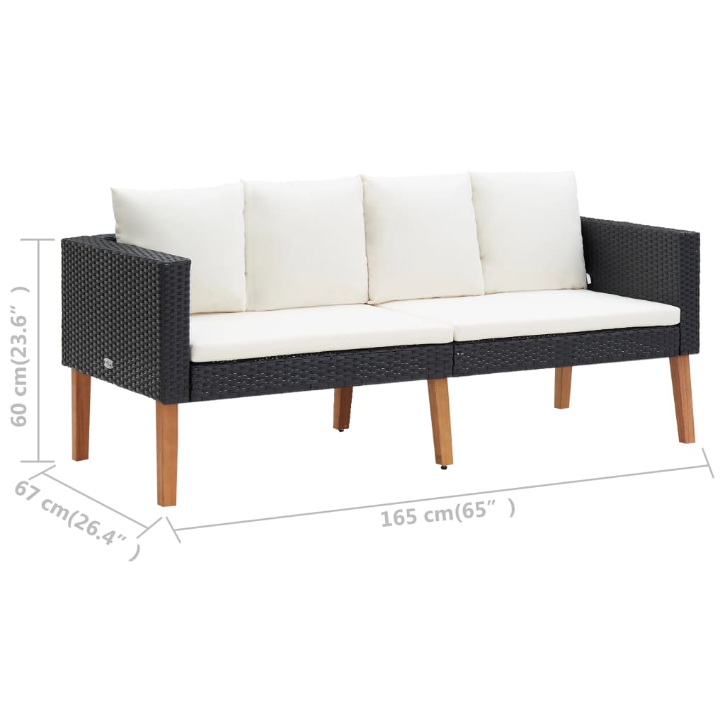 Set mobilier de grădină cu perne, 4 piese, negru, poliratan GartenMobel Dekor