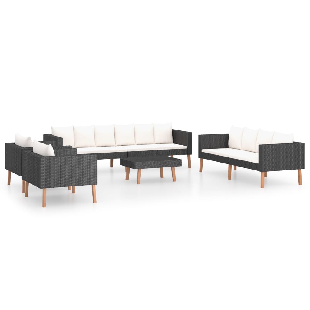 Set mobilier de grădină cu perne, 5 piese, negru, poliratan GartenMobel Dekor