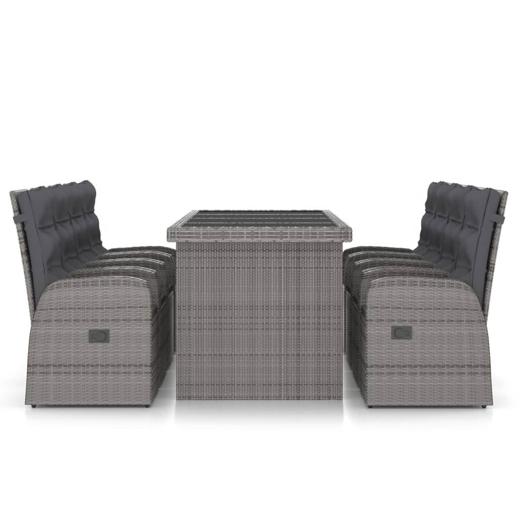 Set mobilier de grădină cu perne, 9 piese, gri, poliratan GartenMobel Dekor