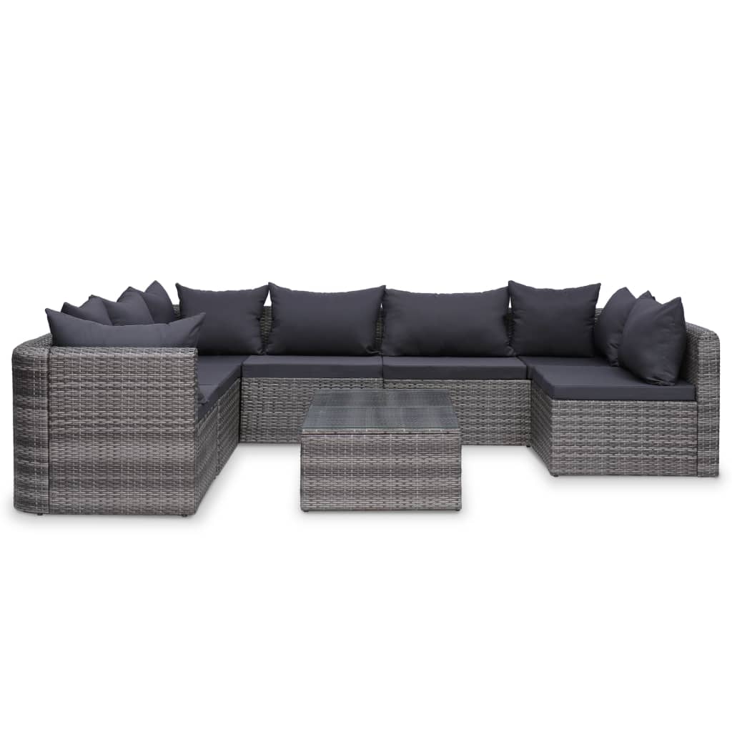 Set mobilier de grădină cu perne, 10 piese, gri, poliratan GartenMobel Dekor