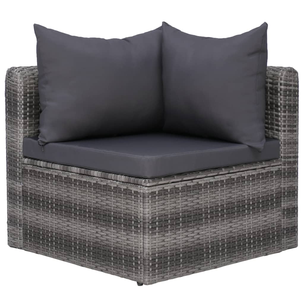 Set mobilier de grădină cu perne, 10 piese, gri, poliratan GartenMobel Dekor