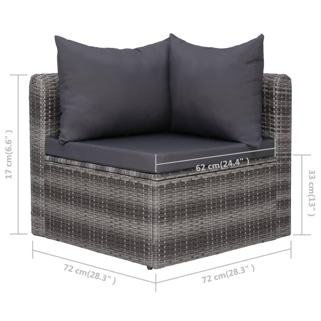 Set mobilier de grădină cu perne, 10 piese, gri, poliratan GartenMobel Dekor