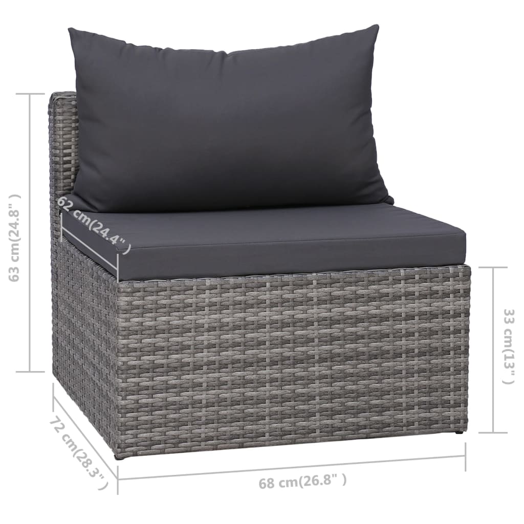 Set mobilier de grădină cu perne, 10 piese, gri, poliratan GartenMobel Dekor