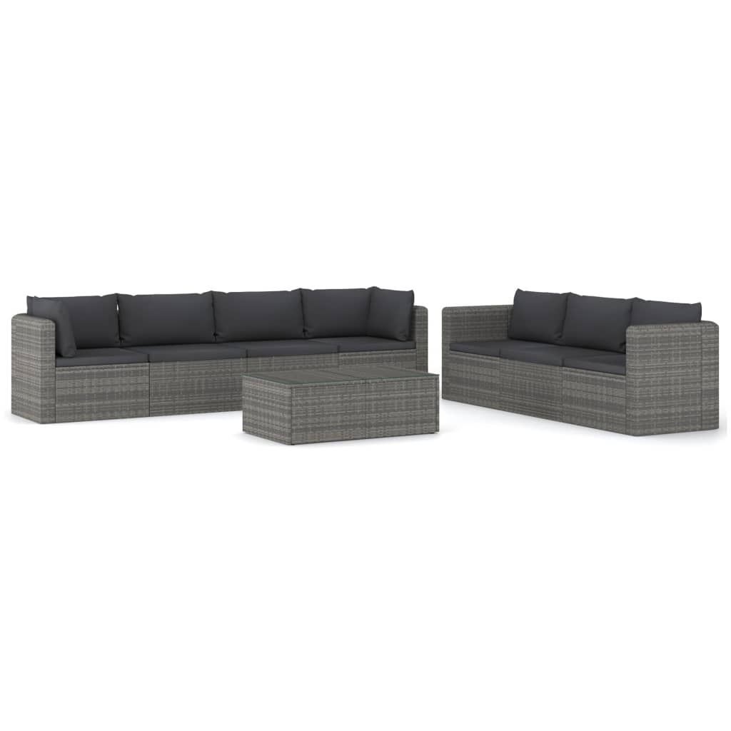 Set mobilier de grădină cu perne, 8 piese, gri, poliratan GartenMobel Dekor