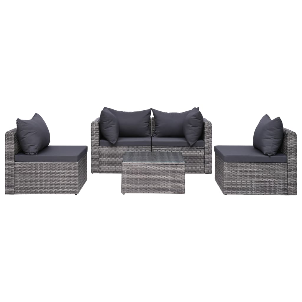 Set mobilier de grădină cu perne, 8 piese, gri, poliratan GartenMobel Dekor