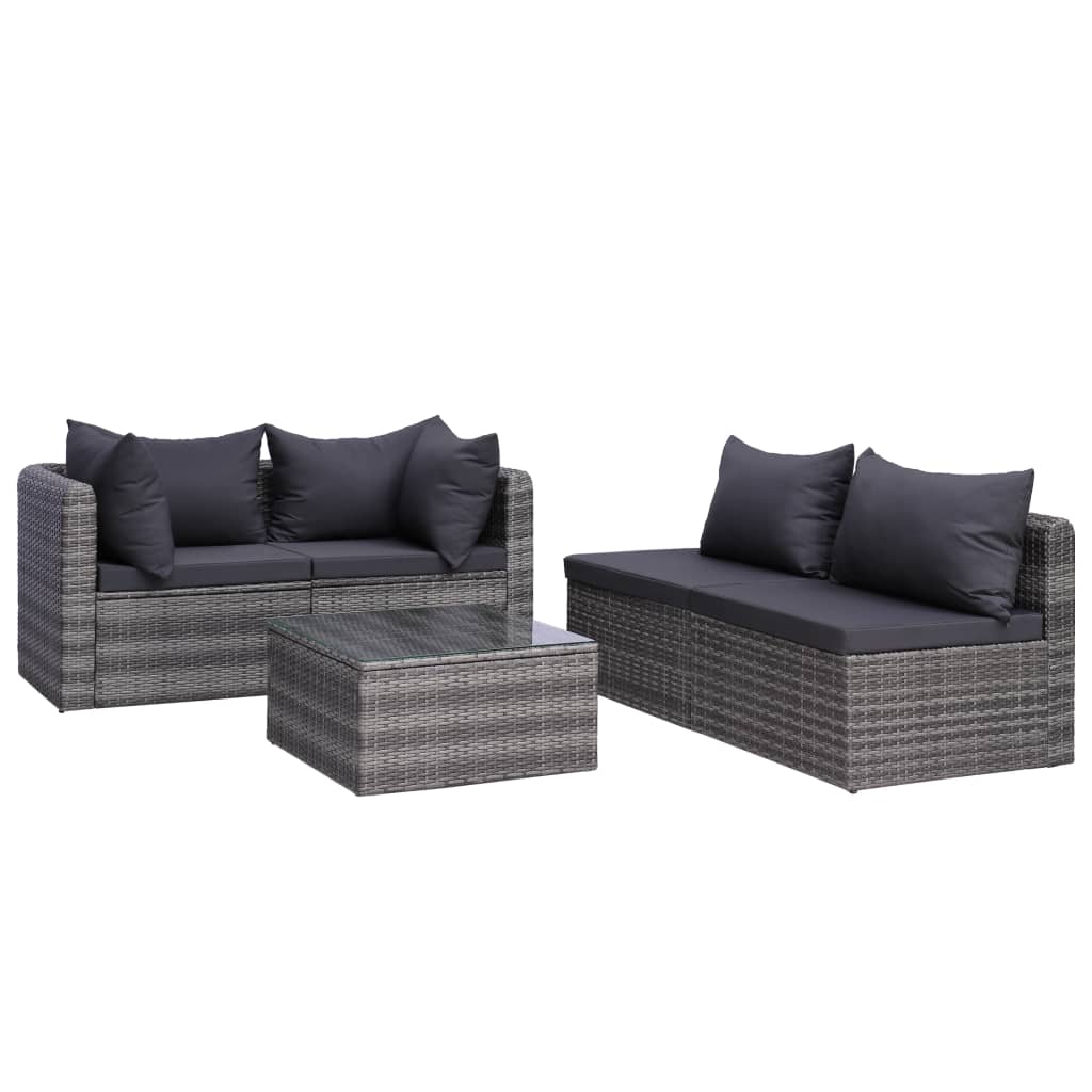 Set mobilier de grădină cu perne, 8 piese, gri, poliratan GartenMobel Dekor