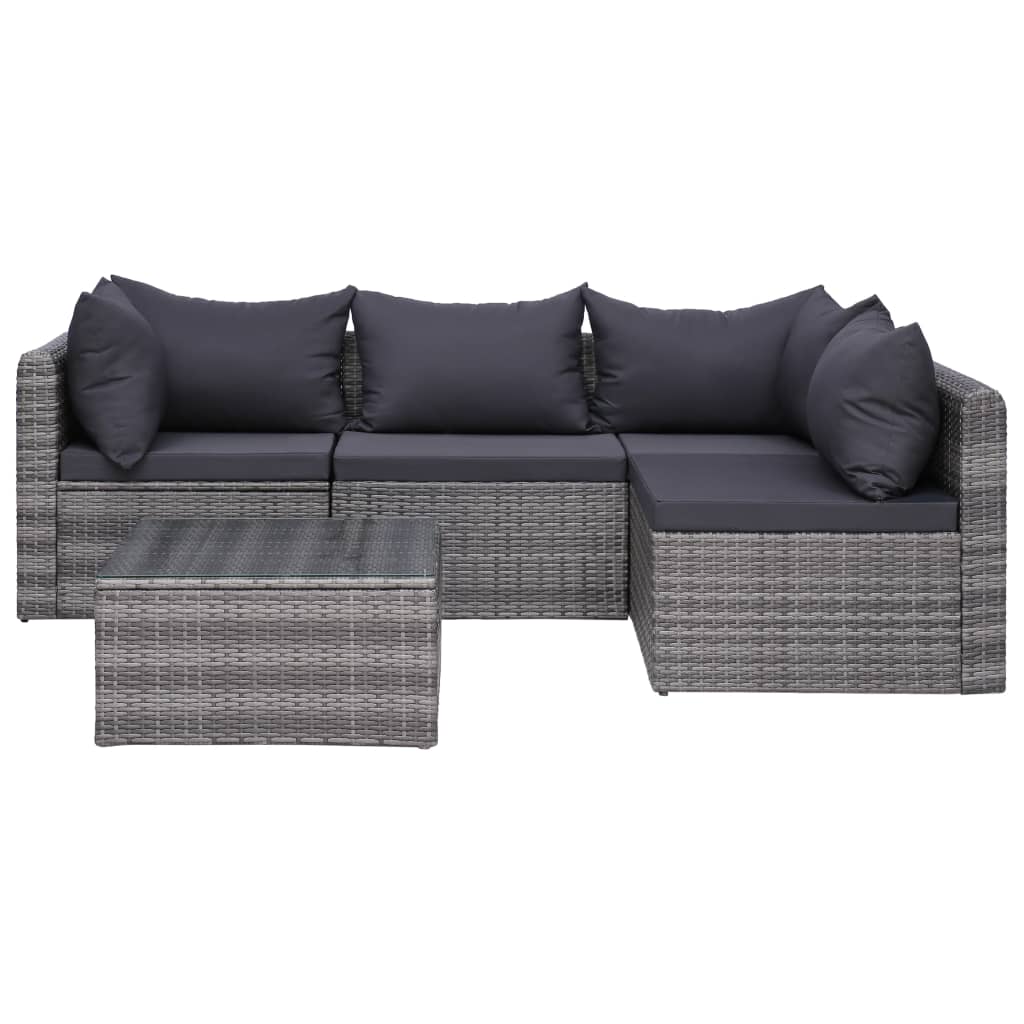 Set mobilier de grădină cu perne, 8 piese, gri, poliratan GartenMobel Dekor