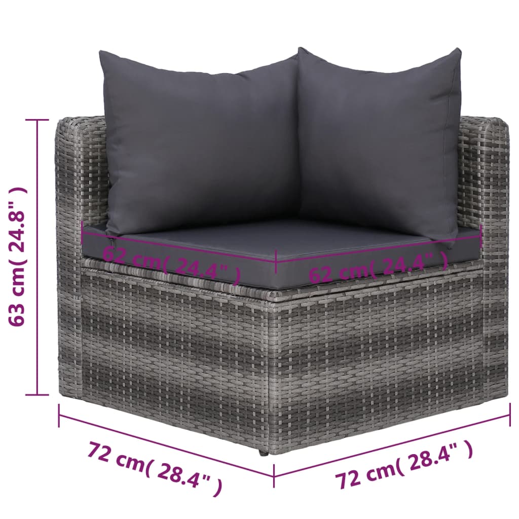 Set mobilier de grădină cu perne, 8 piese, gri, poliratan GartenMobel Dekor