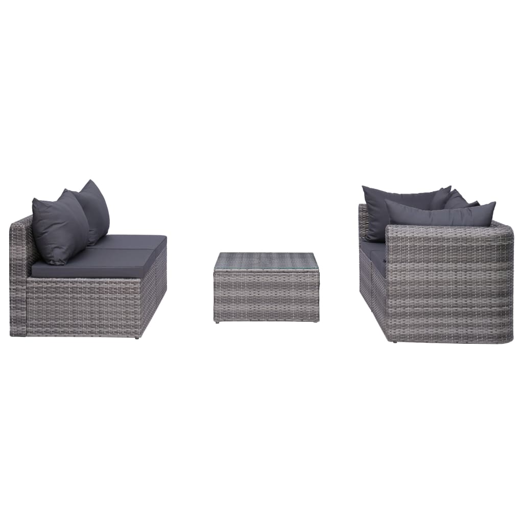 Set mobilier de grădină cu perne, 8 piese, gri, poliratan GartenMobel Dekor