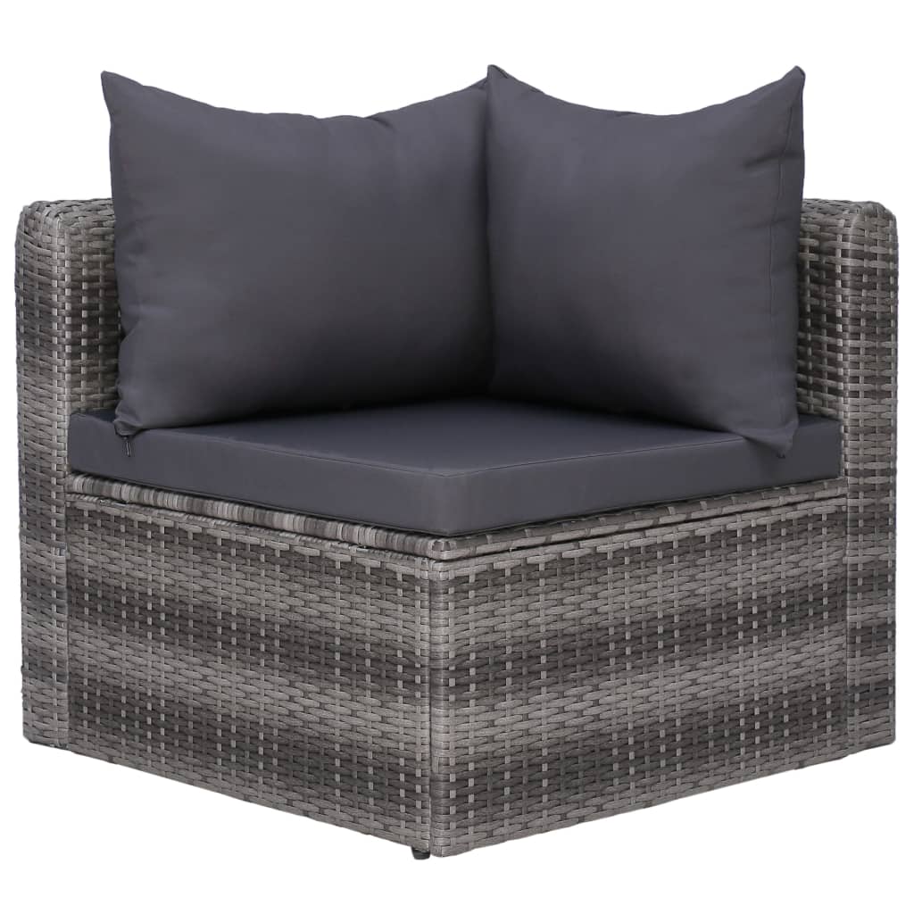 Set mobilier de grădină cu perne, 8 piese, gri, poliratan GartenMobel Dekor