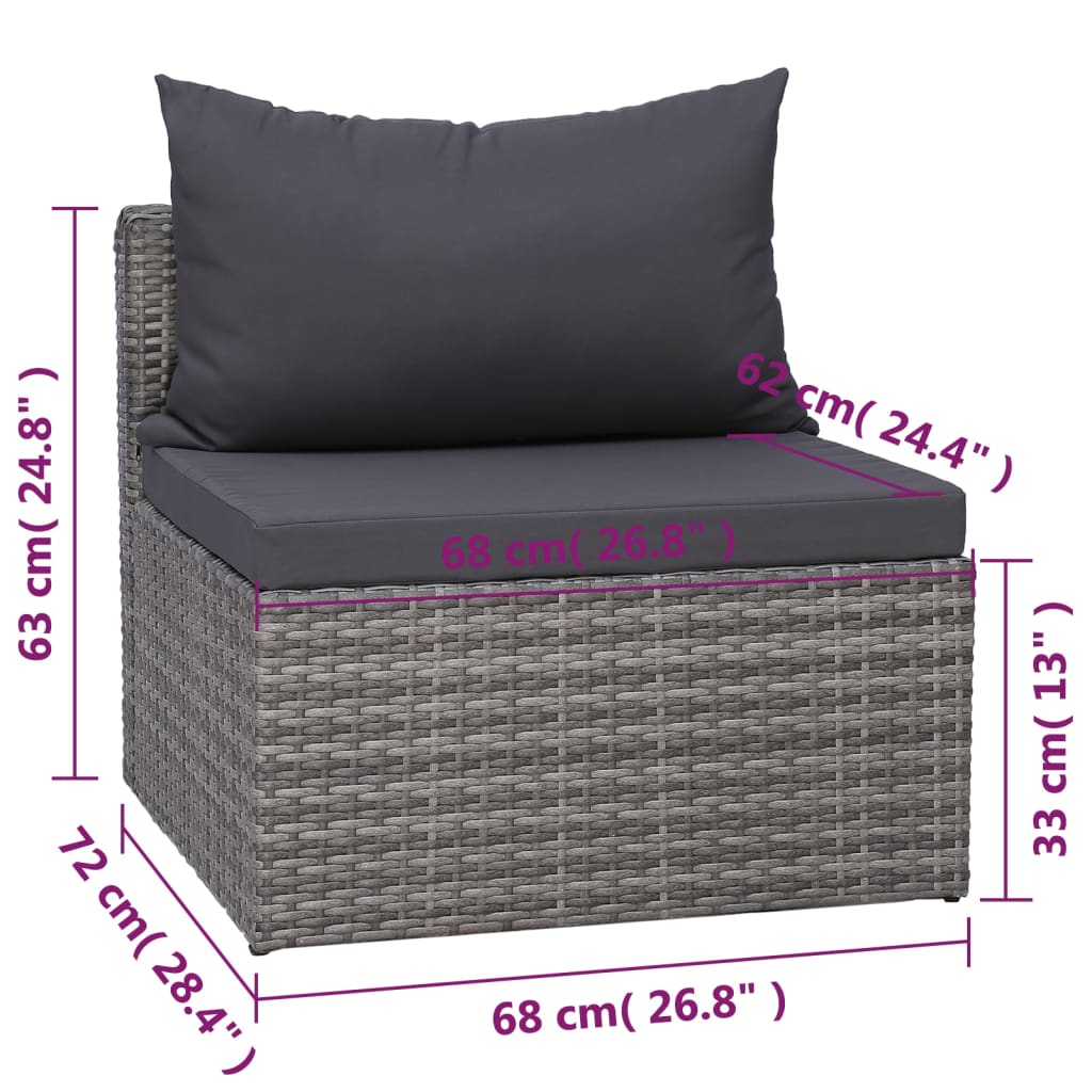 Set mobilier de grădină cu perne, 8 piese, gri, poliratan GartenMobel Dekor