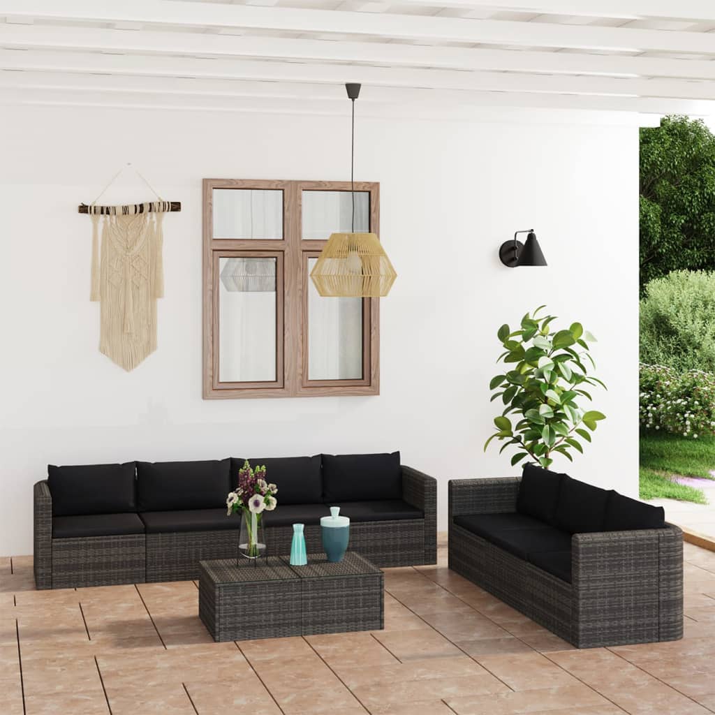 Set mobilier de grădină cu perne, 8 piese, gri, poliratan GartenMobel Dekor