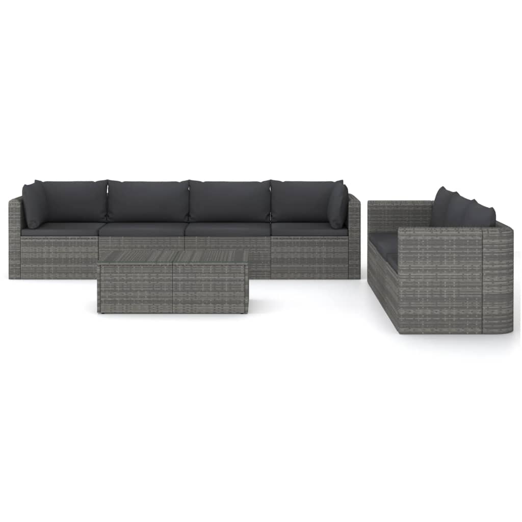 Set mobilier de grădină cu perne, 8 piese, gri, poliratan GartenMobel Dekor