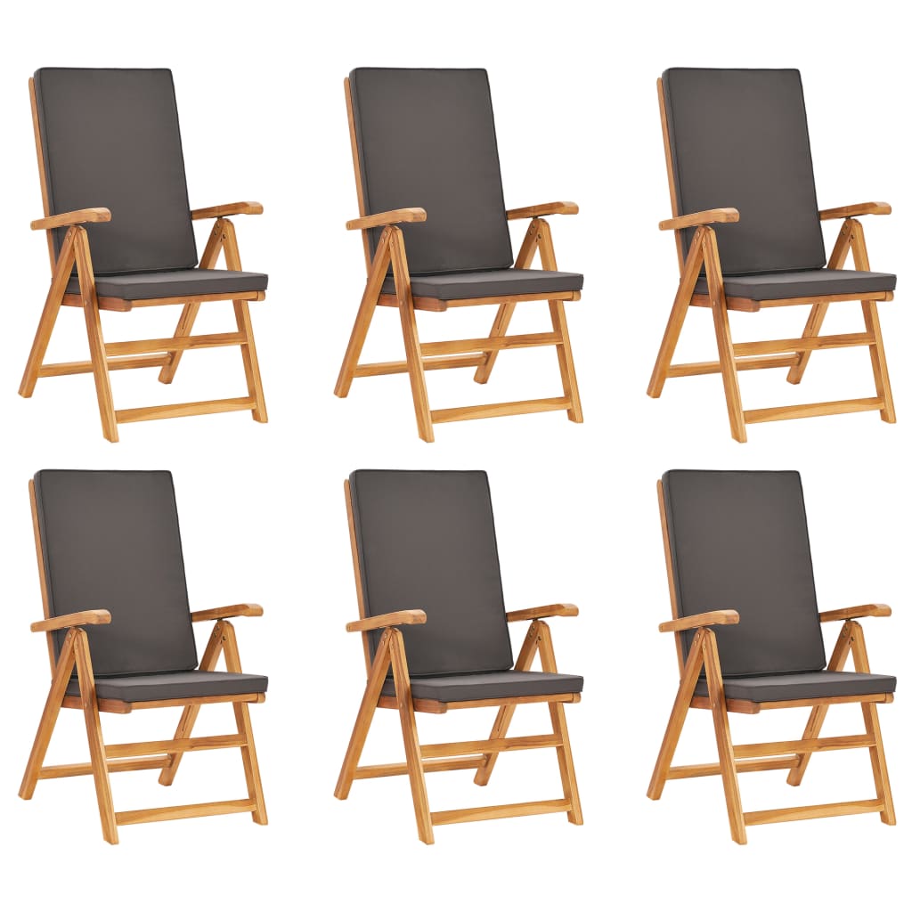 Set mobilier de grădină cu perne gri, 7 piese, lemn masiv tec GartenMobel Dekor