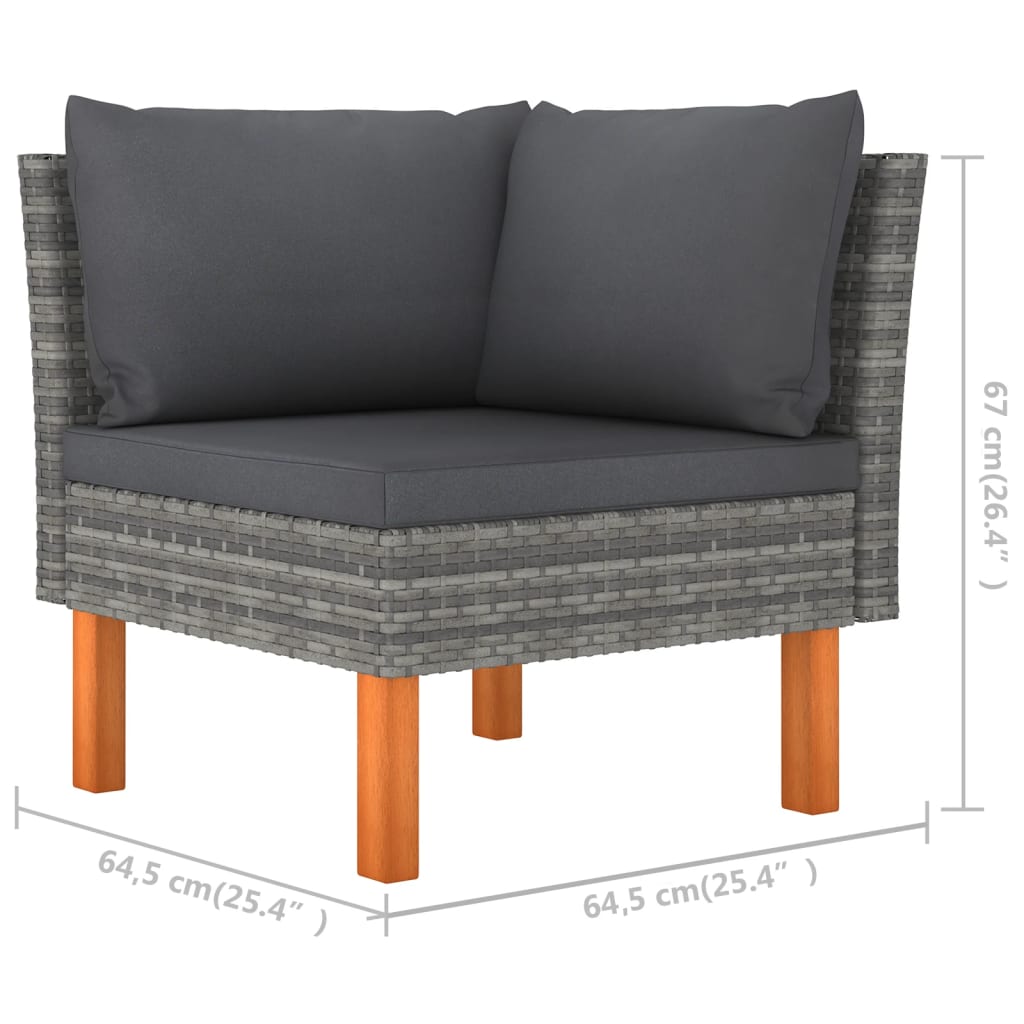 Set mobilier de grădină cu perne, 12 piese, gri, poliratan GartenMobel Dekor