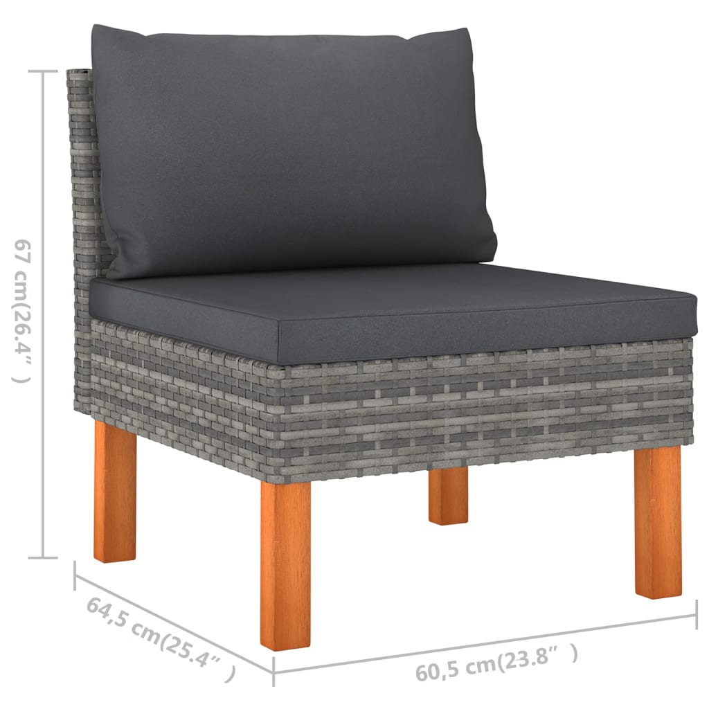 Set mobilier de grădină cu perne, 12 piese, gri, poliratan GartenMobel Dekor