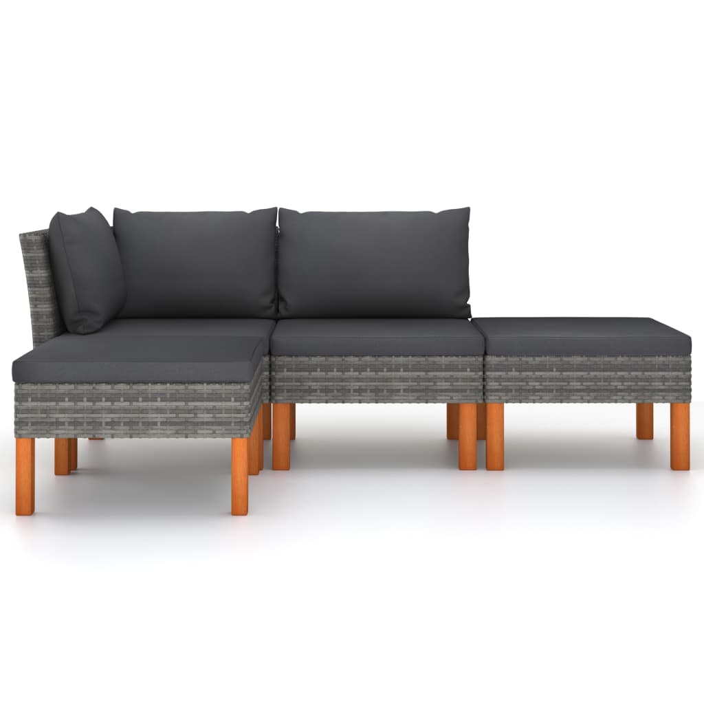 Set mobilier de grădină cu perne, 4 piese, gri, poliratan GartenMobel Dekor
