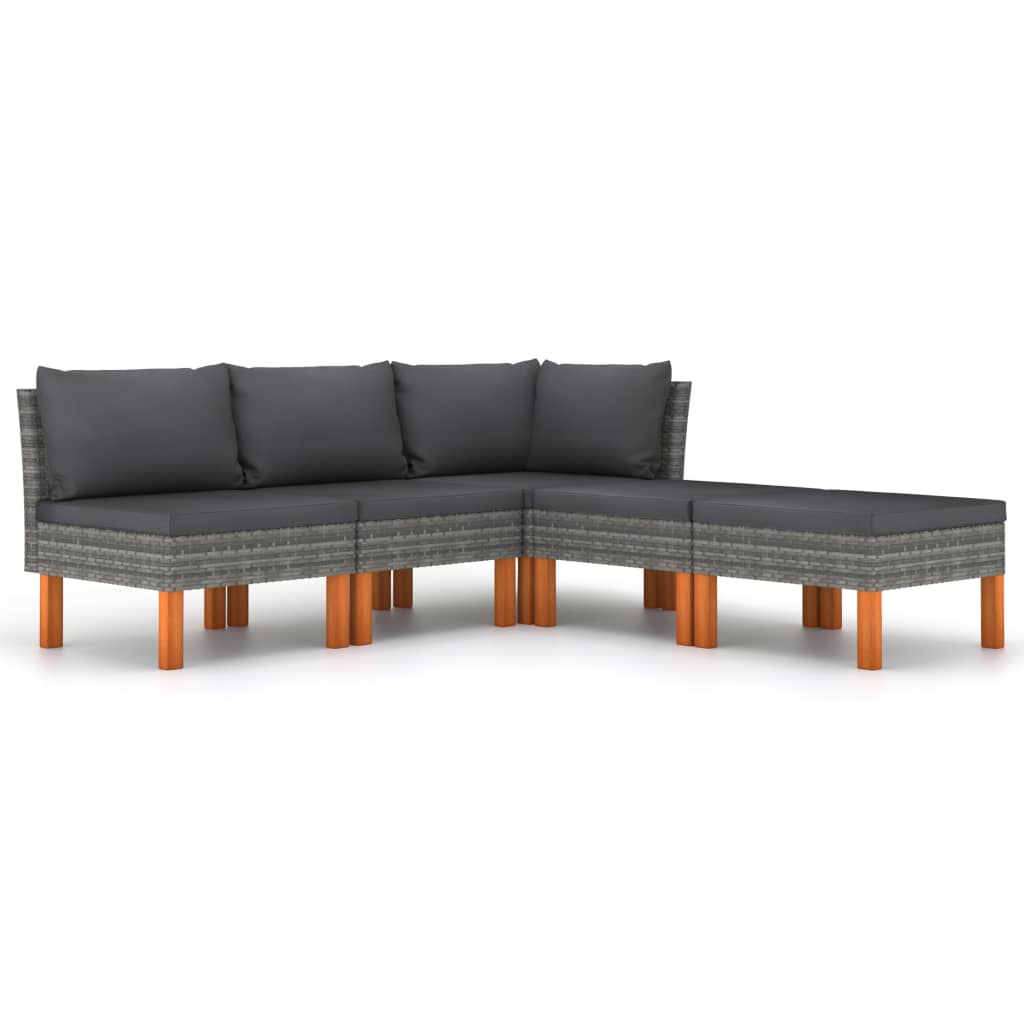 Set mobilier de grădină cu perne, 5 piese, gri, poliratan GartenMobel Dekor