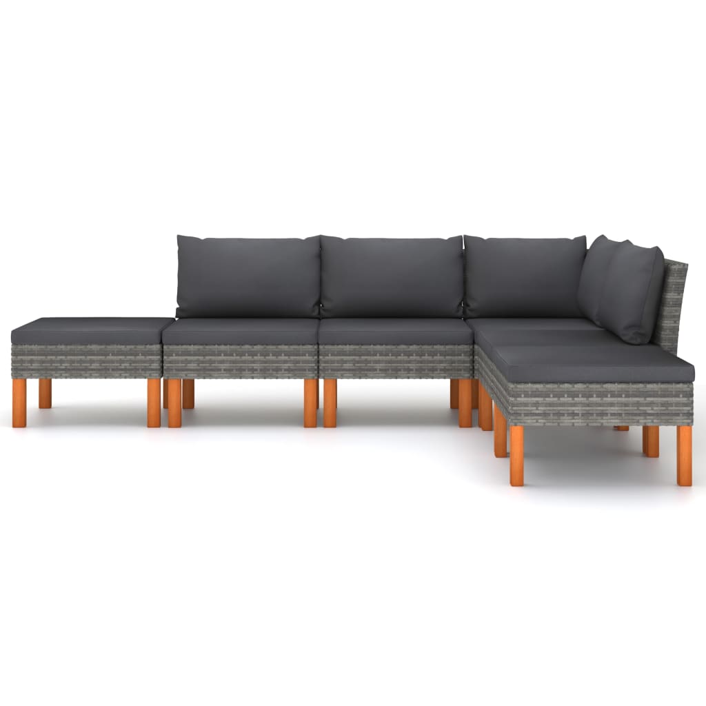 Set mobilier de grădină cu perne, 6 piese, gri, poliratan GartenMobel Dekor