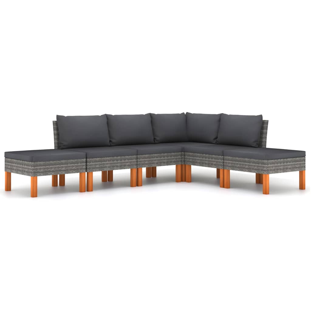 Set mobilier de grădină cu perne, 6 piese, gri, poliratan GartenMobel Dekor