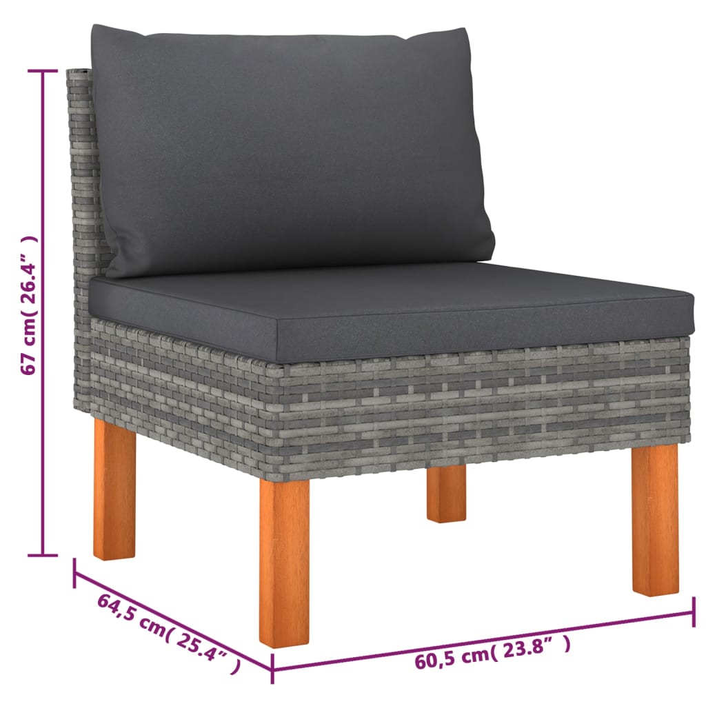 Set mobilier de grădină cu perne, 6 piese, gri, poliratan GartenMobel Dekor