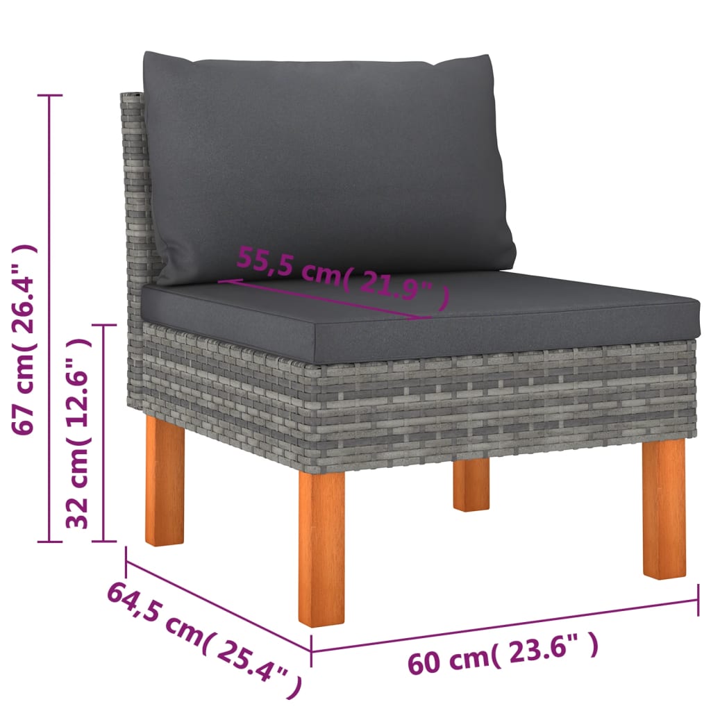 Set mobilier de grădină cu perne, 9 piese, gri, poliratan GartenMobel Dekor