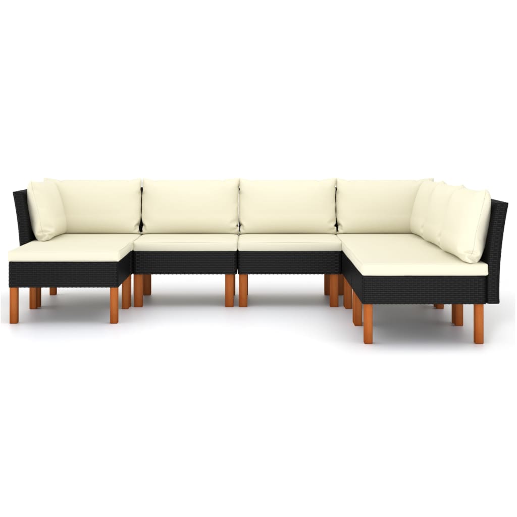 Set mobilier de grădină cu perne, 7 piese, negru, poliratan GartenMobel Dekor