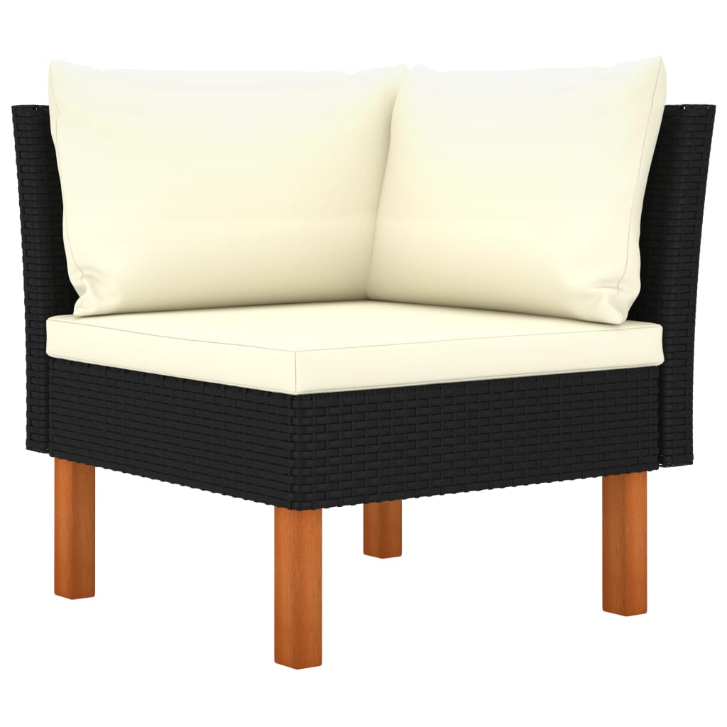 Set mobilier de grădină cu perne, 12 piese, negru, poliratan GartenMobel Dekor