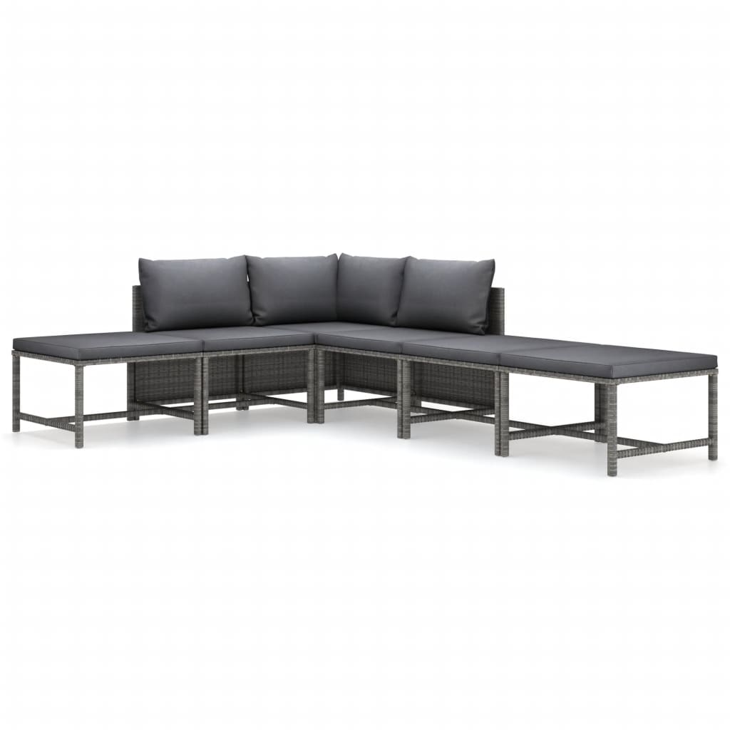 Set mobilier de grădină cu perne, 6 piese, gri, poliratan GartenMobel Dekor