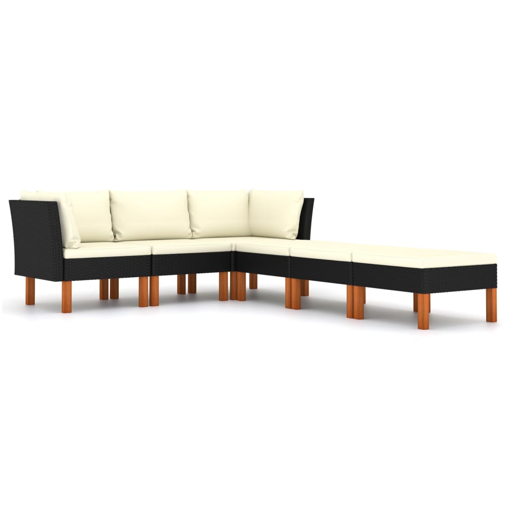 Set mobilier de grădină cu perne, 6 piese, negru, poliratan GartenMobel Dekor