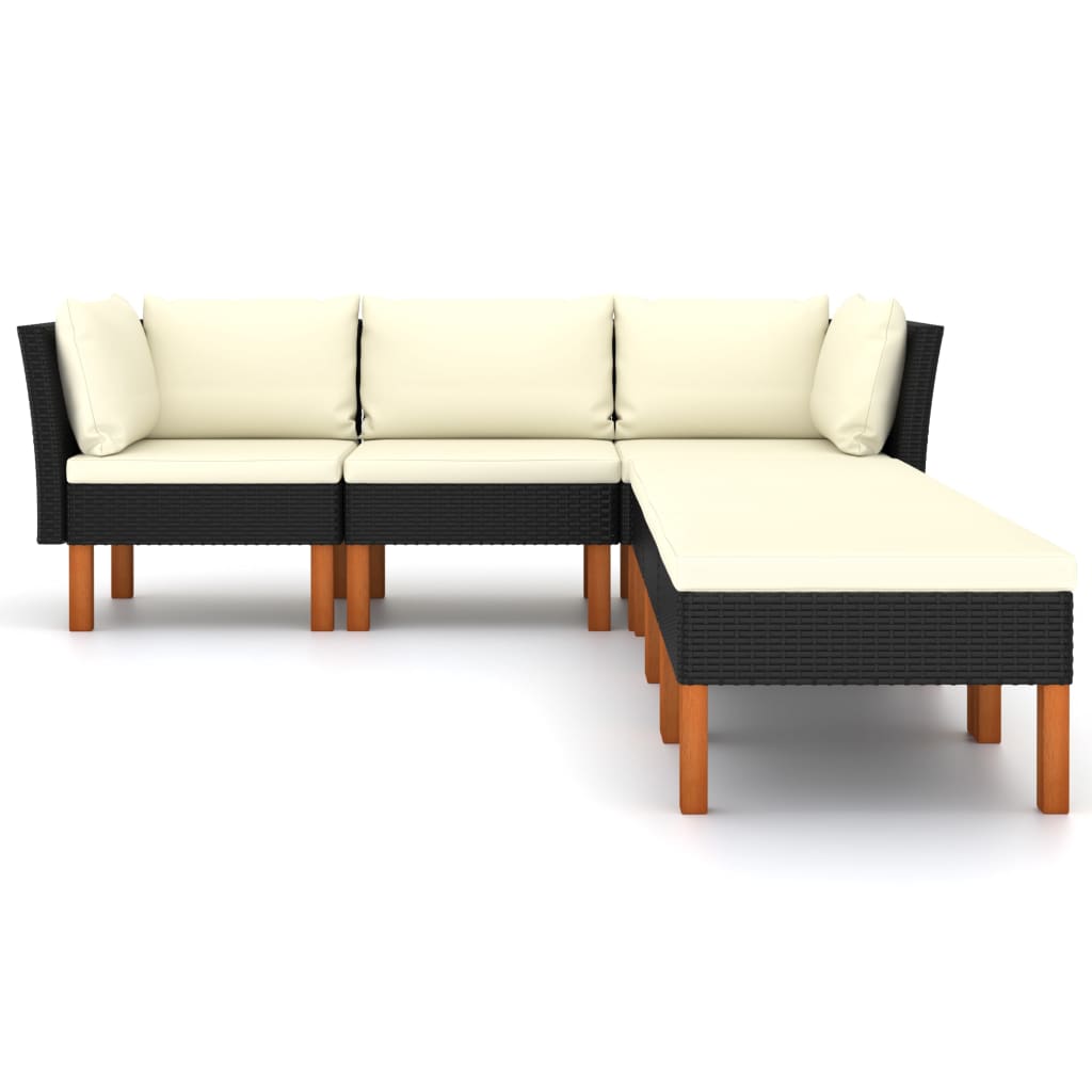 Set mobilier de grădină cu perne, 6 piese, negru, poliratan GartenMobel Dekor