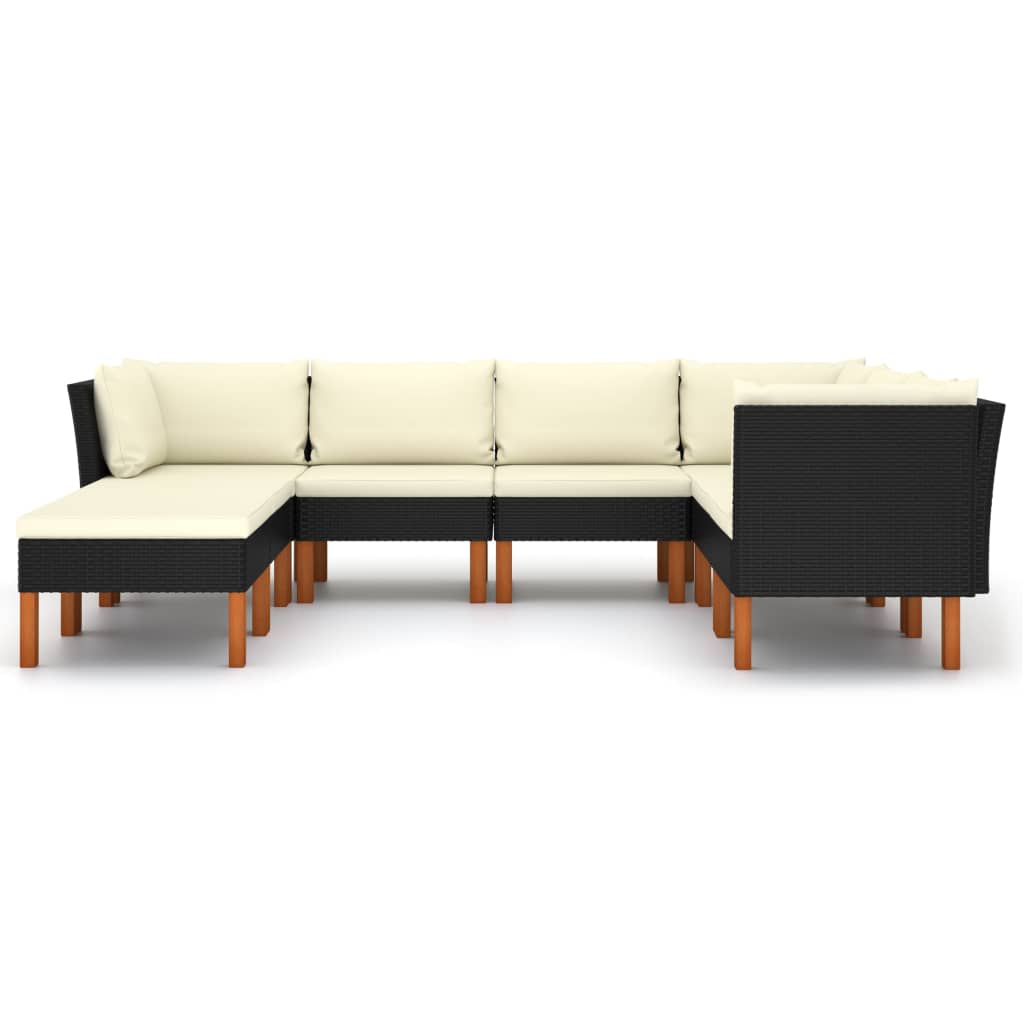Set mobilier de grădină cu perne, 8 piese, negru, poliratan GartenMobel Dekor