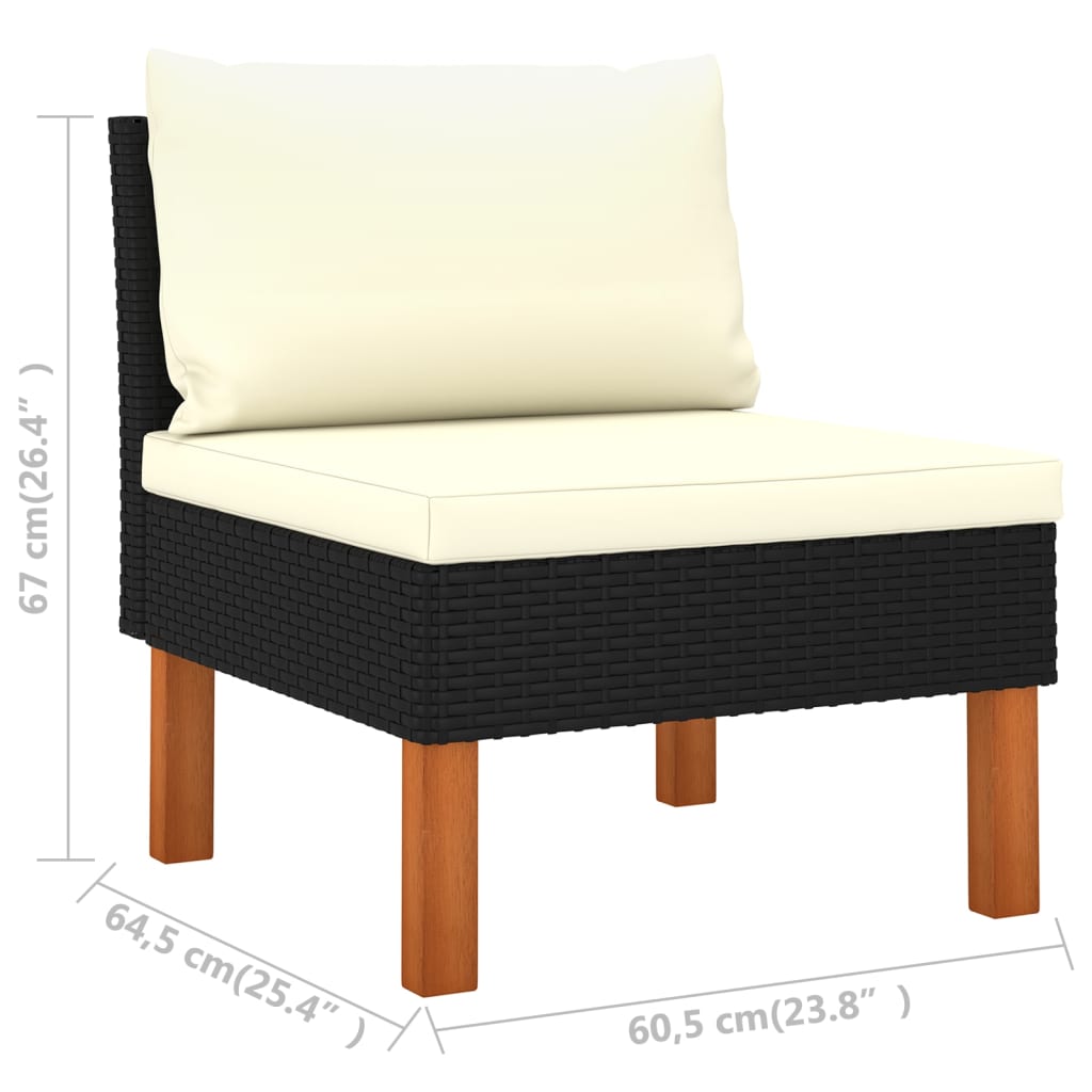 Set mobilier de grădină cu perne, 9 piese, negru, poliratan GartenMobel Dekor
