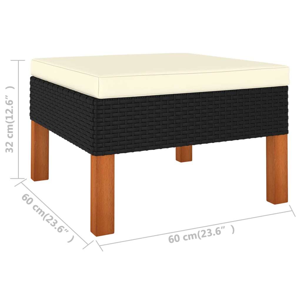 Set mobilier de grădină cu perne, 9 piese, negru, poliratan GartenMobel Dekor