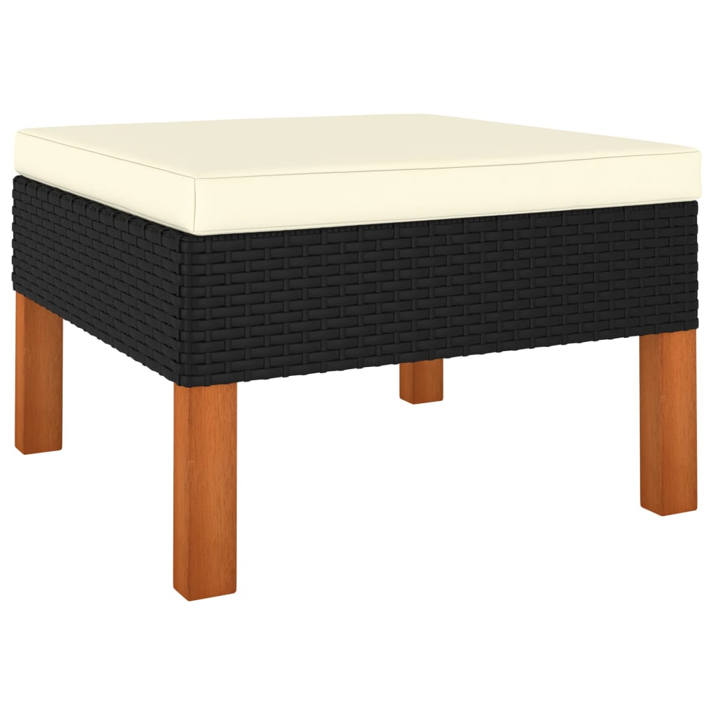 Set mobilier de grădină cu perne, 9 piese, negru, poliratan GartenMobel Dekor