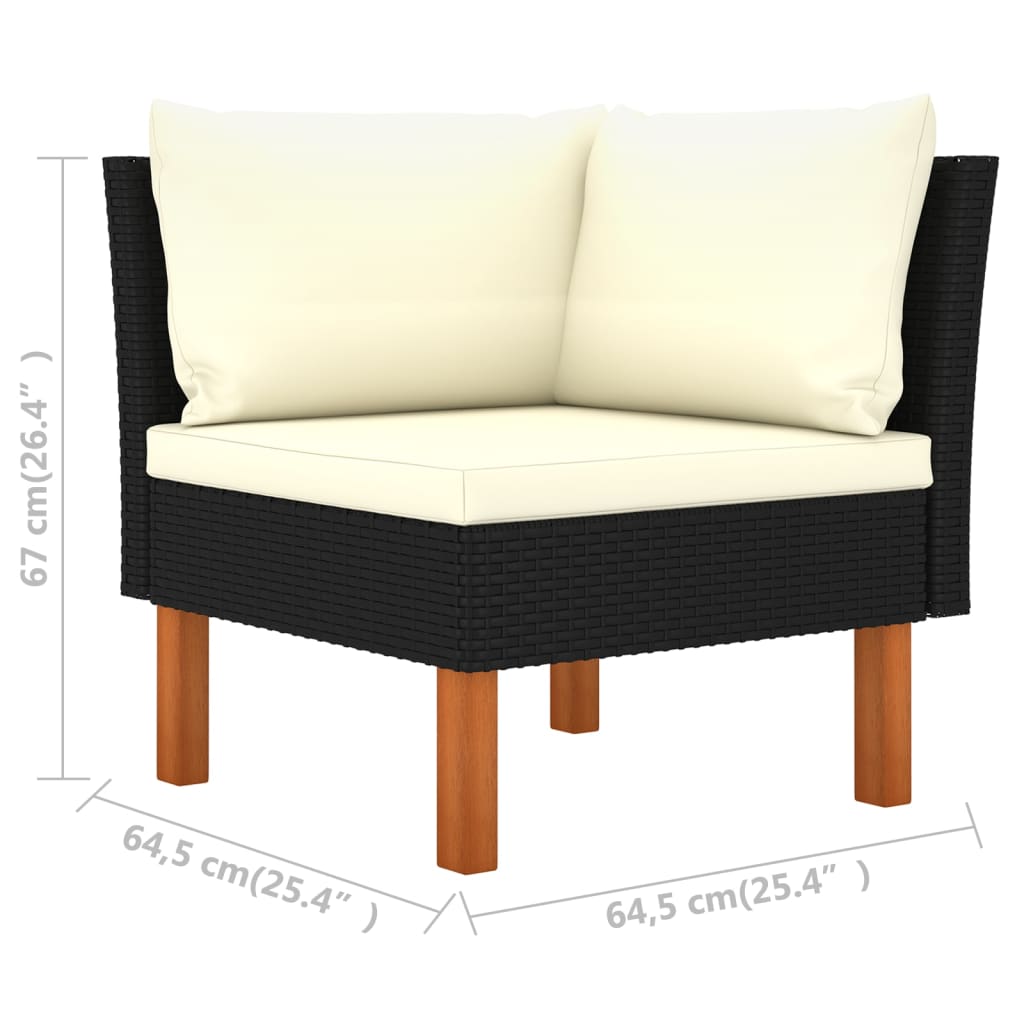 Set mobilier de grădină cu perne, 9 piese, negru, poliratan GartenMobel Dekor